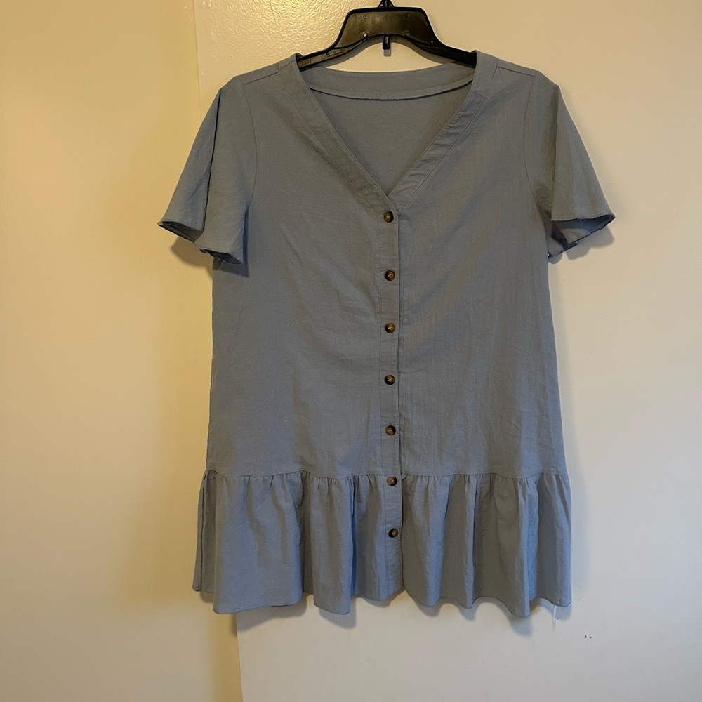 Cupshe Sky Blue Button-Down Mini Dress
